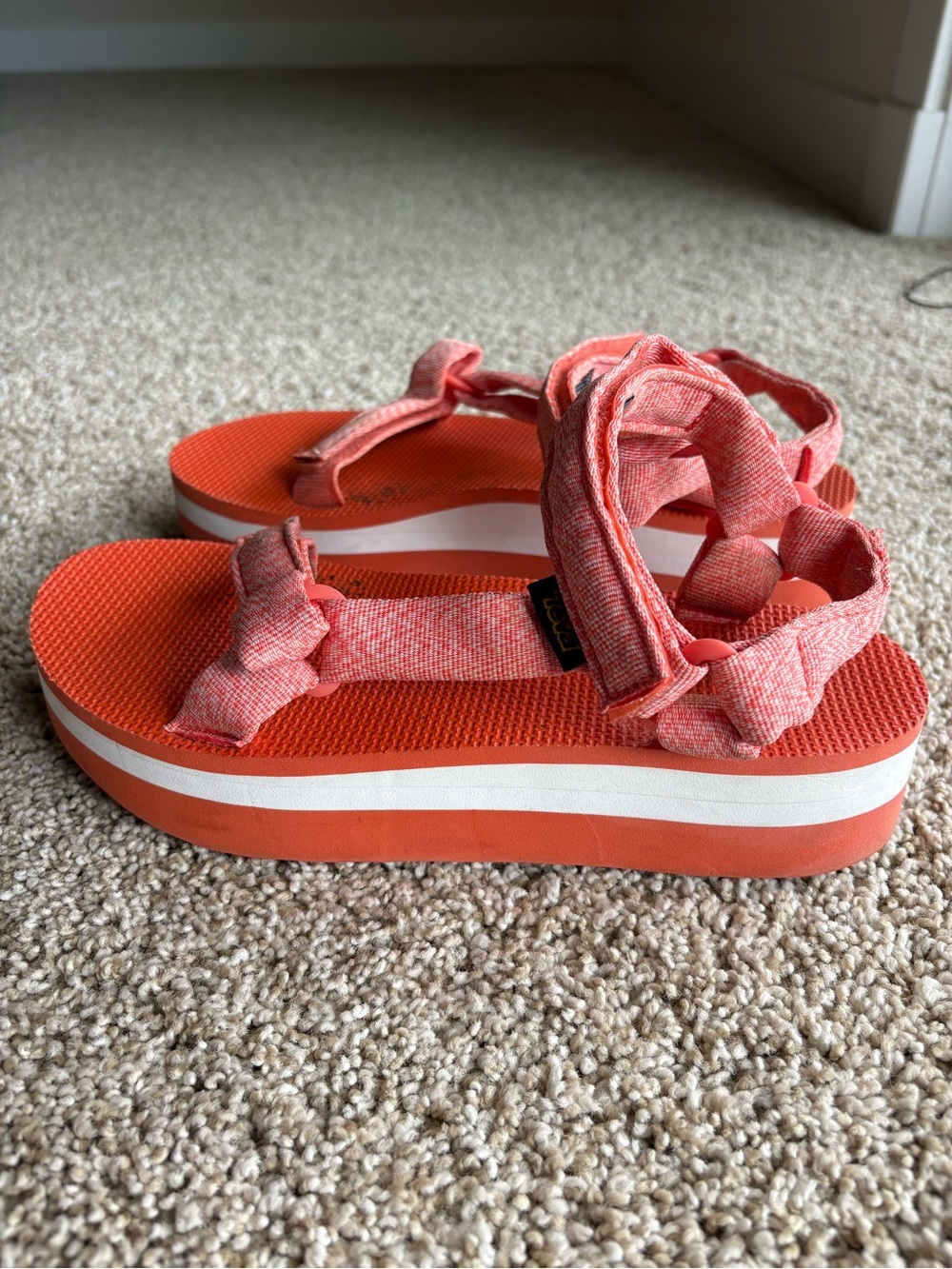 Teva Coral Pink Orange Platform Sport Sandals